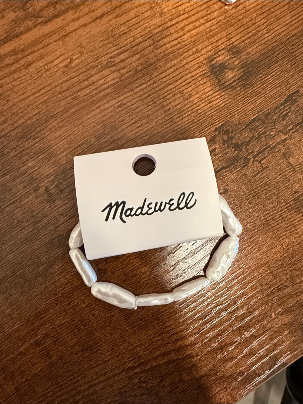 Madewell White Baroque Pearl Stretch Bracelet Elongated Pearl Bead Bracelet